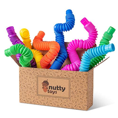 nutty toys Pop Tubes - Sensory Toys - Endless Creativity & Fun for Kids and Toddlers |8 Pack Large| - Connect & Pop! Top ADHD Autism Fidget 2025, Best Boy & Girl Easter Basket Stuffers Gift Idea