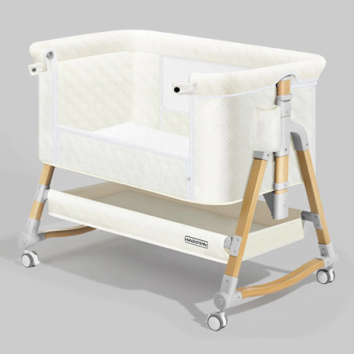 HARPPA Cuddly 3-in-1 Baby Bassinet Bedside Sleeper for Reflux | Attaches to Bed, Adjustable 5 Heights, Non-Toxic & CPSC Certified | Sturdy Aluminum Frame, Portable Wheels, Tool-Free Setup, Gentle Rocking | Perfect for Newborns, Infants, Small Spaces & Saf