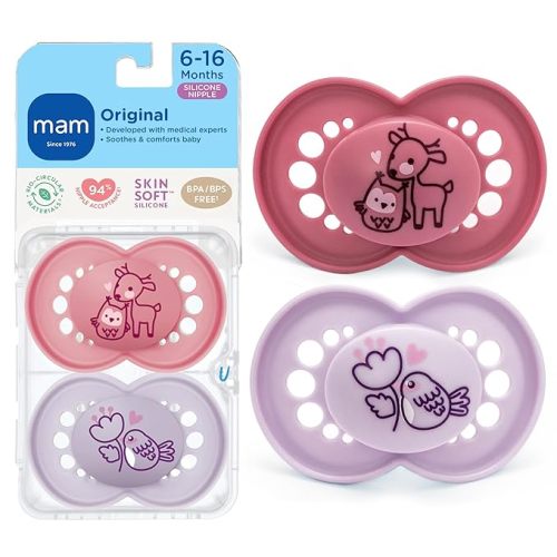 MAM Original Matte Baby Pacifiers 6-16 Months, Binky for Newborn Babies, BPA-Free Skin Soft Silicone Nipple, Easy to Clean, Developed with Medical Experts, 4 Pack, Made in Europe