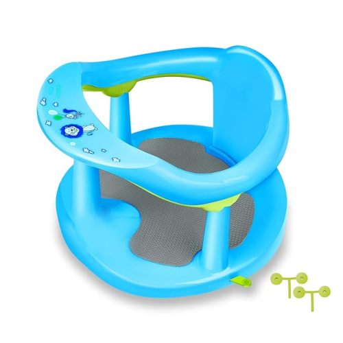 Baby Bath Seat for Babies 6 Months & Up/Integrated Non-Slip Mat/Infant Bath Seat Ring for Sitting Up in The Tub with Suction Cups (Blue)