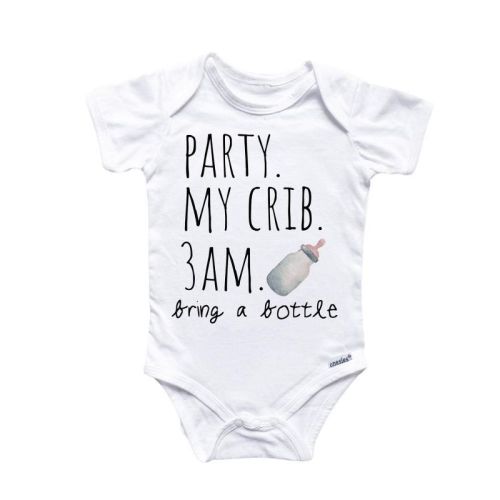 Party My Crib 3am Onesie® Baby Boy Girl Clothes Infant Bodysuit Funny Cute Newborn GS1 White 3-6M Onesie®