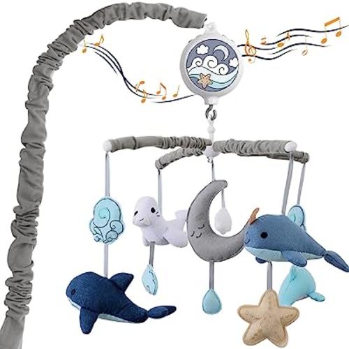 Baby Mobile for Crib,ACRABROS Crib Mobile for Boys Girls,35 Lullabies Digital Musical Box,Woodland Nursery Decor Toys,Ocean Animals