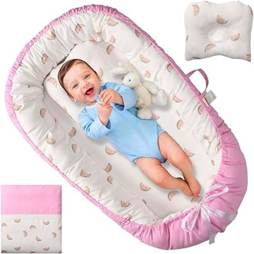 Totsi Baby Lounger Set | Ultra-Soft Baby Nest with Pillow and Blanket | Machine Washable Infant Lounger 0-24 Months | Adjustable Infant Nest for Travel | Baby Lounger Cover for Newborn