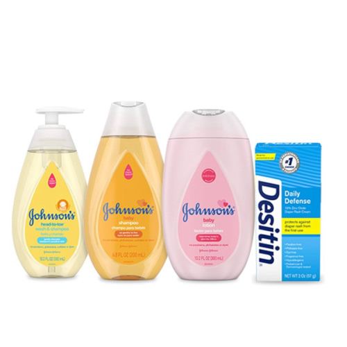 Johnson's First Touch Baby Gift Set, Baby Bath, Skin, & Hair Essential Products, Kit for New Parents with Wash, Shampoo, Lotion, & Diaper Rash Cream, Hypoallergenic & Paraben-Free, 5 Items