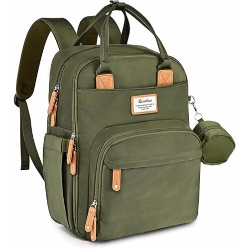 RUVALINO Diaper Bag Backpack - Multifunction Travel Back Pack Maternity Baby Changing Bags, Diaper Changing Totes, Large Capacity, Waterproof and Stylish, Baby Travel Essential, Army Green