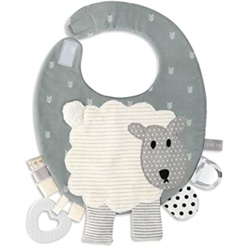 DEMDACO Cute Lamb Grey and Cream 12 x 10 Cotton Polyester Fabric Baby Activity Bib