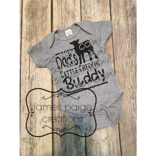 Dad's Cattle Checkin Buddy Infant Outfit, Farm Baby Bodysuit, Barn Baby, Baby BOY Shirt, Baby Shower Gift, Baby Boy Ranch Wear