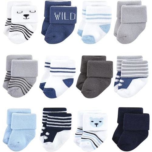 Hudson Baby Baby Girls' Cotton Rich Newborn and Terry Socks
