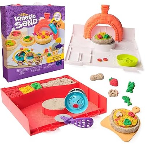 Kinetic Sand, SquishPizza Rising Pizza Oven Playset with 1lb Play Sand & 5 Tools, Play Food Arts & Crafts Kids Toys for Girls & Boys Ages 5 and up