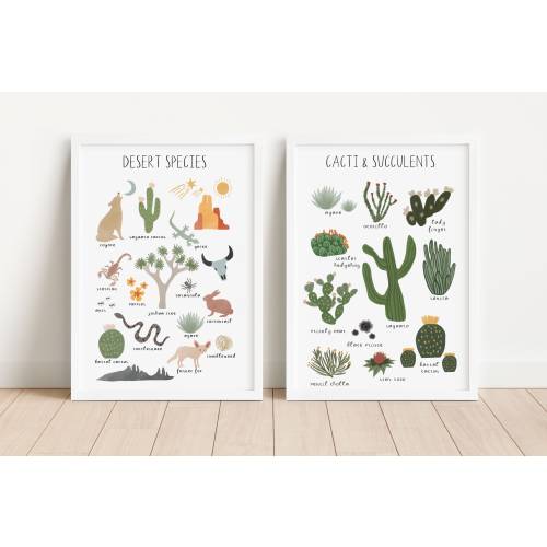Boho Desert Print Set of 2, Southwestern Wall Art, Desert Nursery Decor, Cactus Nursery Print, Boho Classroom Decor, Digital Download