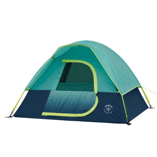 Firefly! Outdoor Gear 2-Person Youth Camping Tent, 6' x 4', Easy Setup, Removable Rainfly, Blue/Green