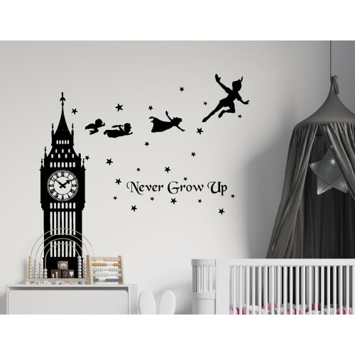 Peter Pan Wall Decal Never Grow Up Quote Peter Pan Ship Kids Cartoon Wall Sticker