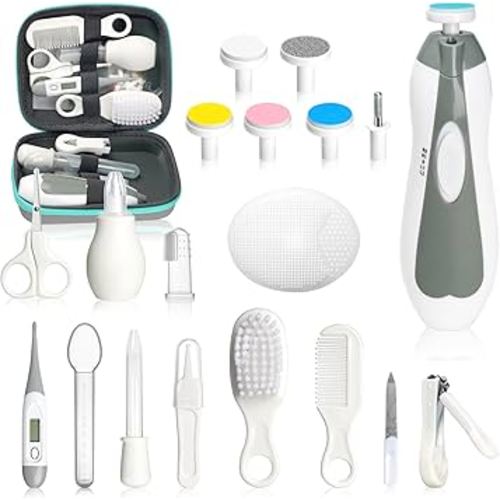 Baby Healthcare and Grooming Kit, Portable Baby Safety Care Set, Baby Essentials kit for Newborn (Grey White 20 in 1)