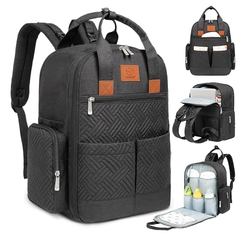 Diaper Bag Backpack for Baby Girls, Baby Boys - Baby Bag for Mom, Baby Diaper Bags for Newborns, Toddlers, 2 Kids, Baby Backpack with Diaper Changing Pad, Dad Diaper Bag, Diaper Backpacks (Charcoal)