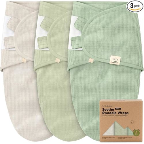 3-Pack Organic Swaddles for Newborns, Baby Sleep Sacks 0-3 Months - Baby Swaddle Wrap, Newborn Wearable Blanket, Infant Sleep Sack for Girls, Boys, Soft & Snug, Large Hook & Loop Closure (Willow)