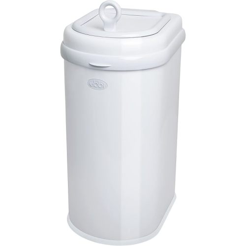 Ubbi Pet Waste Pail, Cat Litter Disposal System, Odor Locking, Stainless Steel, White