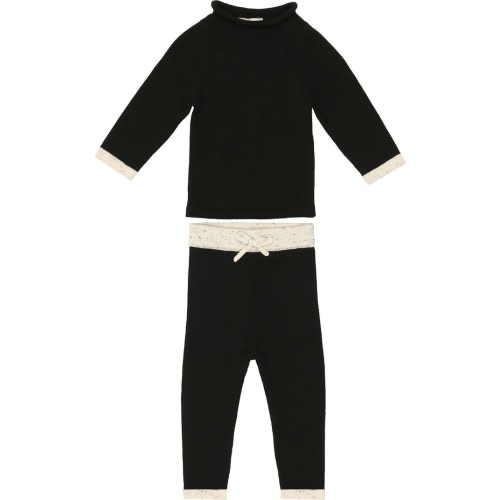 Manière Knit Top & Pants Set - Black/ White, 6M