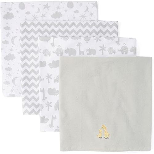 Spasilk Baby 4 Pack 100% Cotton Flannel Receiving Blanket