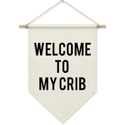 Welcome To My Crib Wall Decor, Posters Banner for Baby Kids Nursery Playroom Bedroom,My Domain Door Decorations for Youth Teenager Boys Girls 15.7 x 11inch