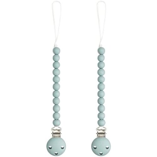 Comfy Cubs Pacifier Clips 2 Pack - 100% Food Grade Silicone Baby Pacifier Clips - CPSIA Certified, Lightweight and Flexible Baby Gifts - Sage