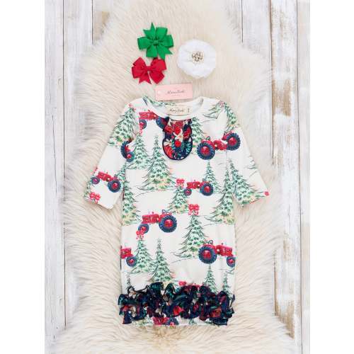 Christmas Tree Farm Tractor Infant Gown