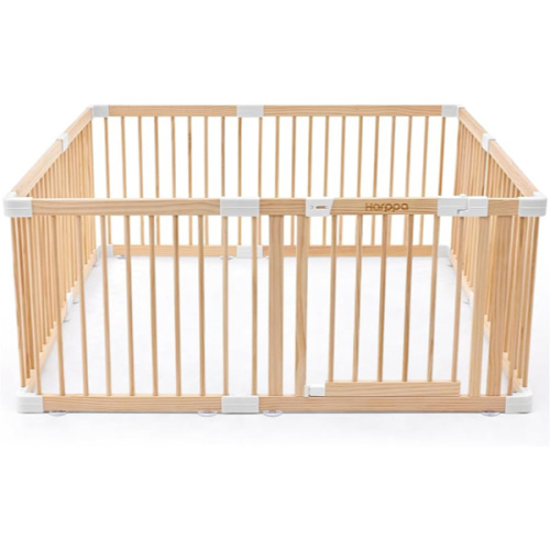 HARPPA Baby Gate Playpen Wooden Playpen for Babies and Toddlers Large Play Yards Baby Fence Play Area 56 x 56 x 24 inch