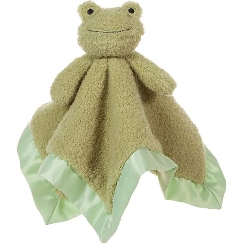 Apricot Lamb Luxury Snuggle Plush Cute Green Frog Infant Stuffed Animals Security Blanket Nursery Character Blanket (Green Frog, 14 Inches)