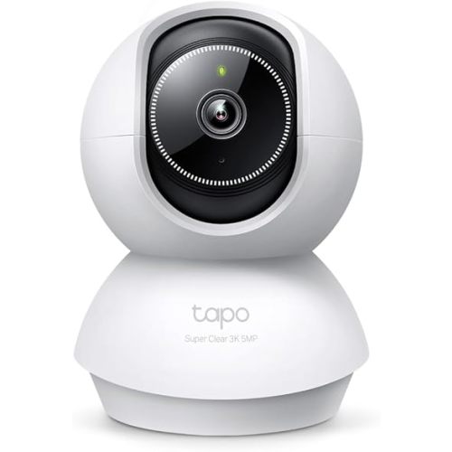 Tapo 3K 5MP Pan/Tilt Security WiFi Camera, Baby & Pet Camera, 360° Motion Tracking, 2-Way Audio, 40Ft. Night Vision, Cloud & Local Storage (Up to 512 GB), Works w/Alexa & Google (Tapo C230)