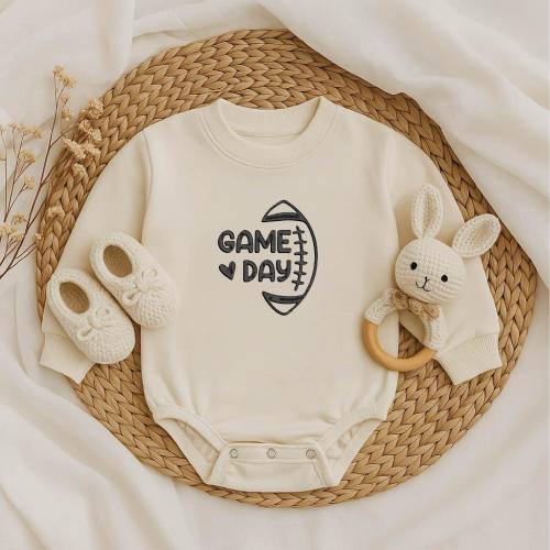 Game Day Baby Romper, Football Baby Outfit, Embroidered Bodysuit, Baby Boy Clothes