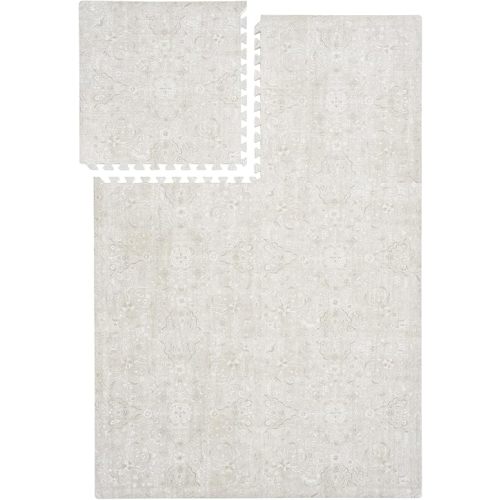 Super 1 Inch Thick Premium Quality Exercise & Baby Foam Play Mats - Expandable & Large Non-Toxic Odorless Floor Mat - 6 Tiles Spacious 6x4ft - Peel-Resistant - Pearl Beige