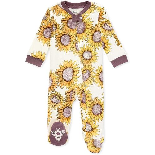 Burt's Bees Baby Girls Pajamas, Sleep and Play Loose Fit, 100% Organic Cotton Soft One-piece PJs, Sizes NB to 6-9 Months