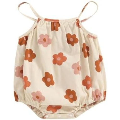 Rtnnsbbfcm Baby Girl Summer Clothes Spaghetti Strap Sleeveless Romper Flower Onesie Infant Boho Summer Outfit