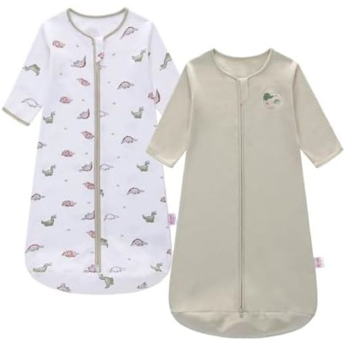 Baby Sleep Sack Long Sleeve Wearable Blanket Cotton 2-Way Zipper 0.5 Tog Sleeping Sack for Infant Toddler 0-18Month