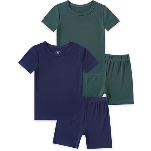 JunNeng Bamboo Viscose Toddler Pajamas,Baby Boy Girl Solid Snug Fit Short Sleeve Summer Sleepwear PJS