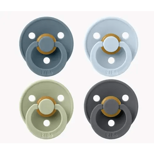BIBS Pacifier Latex Size 1- 4 Pack Petrol / Sage / Baby Blue / Iron | Baby Bunting AU