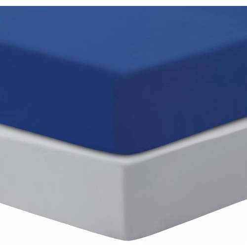 Plushii Grey and Navy Microfiber Sheets, Crib - Deep Pocket