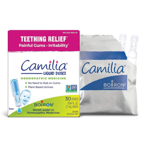 Boiron Camilia Teething Drops for Daytime and Nighttime Relief of Painful or Swollen Gums and Irritability in Babies - 30 Count