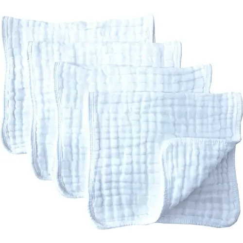 Synrroe Muslin Burp Cloths 4 Pack Large 20" by 10" 100% Cotton 6 Layers Extra Absorbent and Soft