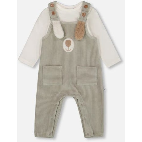 Allover and Stretchy Corduroy Overalls Set, 6M