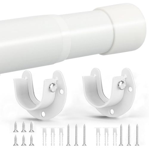 Closet Rod, 17 to 82 Inch Closet Rods for Hanging Clothes, Heavy Duty Adjustable Closet Hanging Rod Bar White Closet Poles for Wardrobes, Closet, Bathroom, Windows,1.3 Inch Diameter