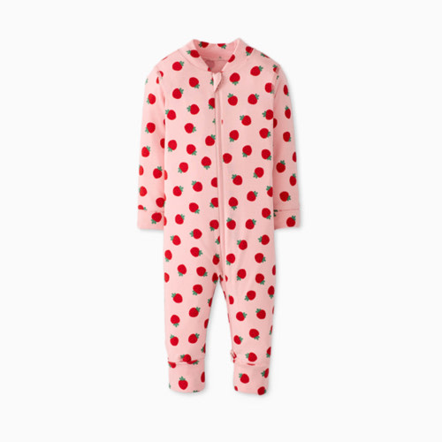 Hanna Andersson Baby 2-Way Zip Sleeper in HannaSoft - Mini Strawberry, 3-6 M