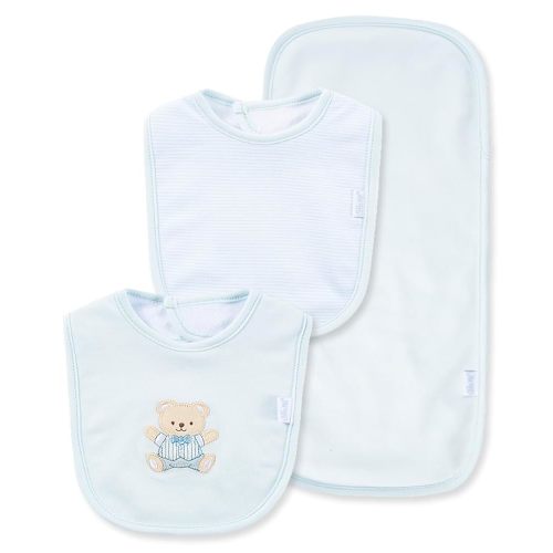 Little Me Clothes for Baby Boys’ and Girls’ 2 Bibs and 1 Burp Cloth Set, Soft Cotton Feeding Essentials with Velcro Closures