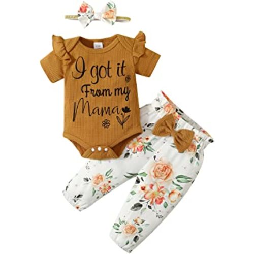 OLLUISNEO Newborn Baby Girl Clothes Infant Outifts Long Sleeve Romper Floral Pant Set Fall Winter Baby Girl Clothes