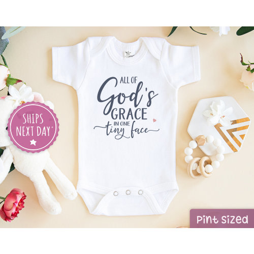 All Of God's Grace In One Tiny Face Baby Onesie® - Cute Religious Baby Onesie®