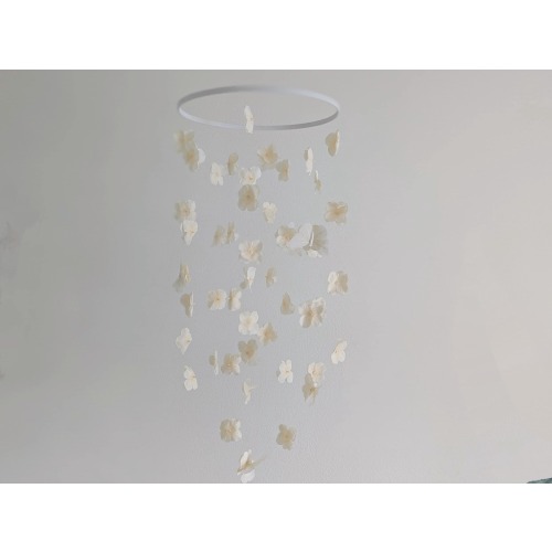 Beige Butterfly Baby Mobile - Whimsical Butterflies Mobile - White Flower Crib Hanging - Nursery Decor - Cream Baby Hanging Decorations