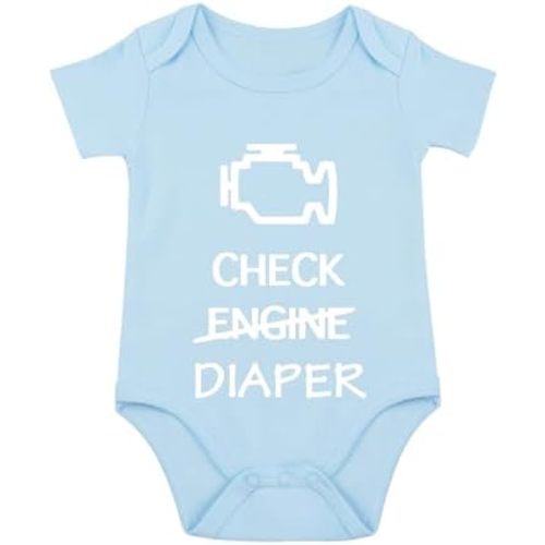 Check Engine Diaper Bodysuit - Baby Mechanic Outfit, Race Car Design, Funny