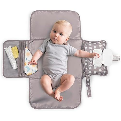 Tiny Twinkle Portable Diaper Changing Pad-Foldable Waterproof Changing Mat&Portable Changing Pad for Travel,Baby Changing Station with Smart Wipes Pocket&Storage (Luna)