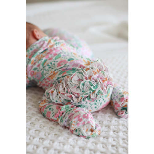 Willow's Whimsy Floral Ruffle Zipper Footie