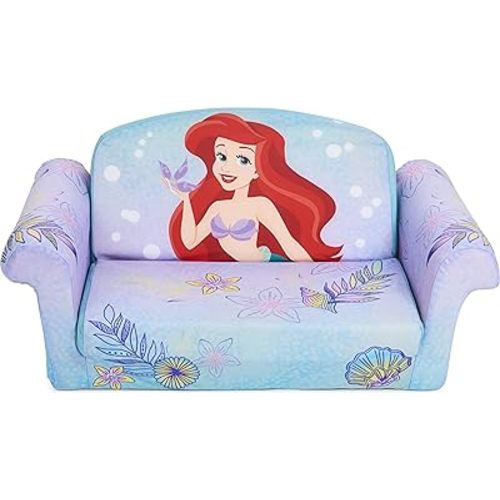 MARSHMALLOW Furniture, Children's 2-in-1 Flip Open Foam Compressed Sofa, Disney's The Little Mermaid