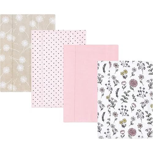 Hudson Baby Unisex Baby Cotton Flannel Burp Cloths, Dandelion Wish, One Size